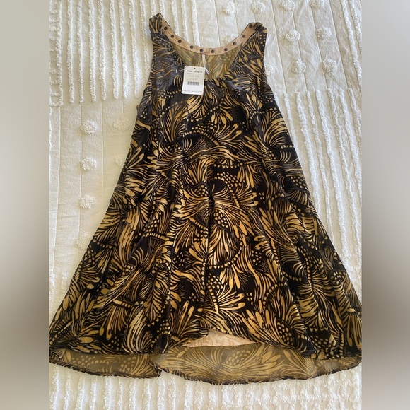 Free People Dress Extra Small Ellie Burnout Black & Tan Velvet. - Picture 1 of 4